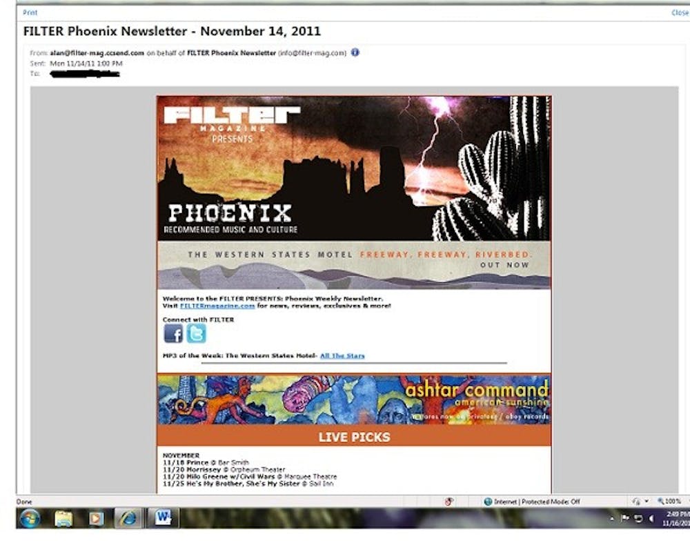 Phoenix recently graced the webpage of the Filter Magazine Newsletter. Photo courtesy of Filter Magazine. 