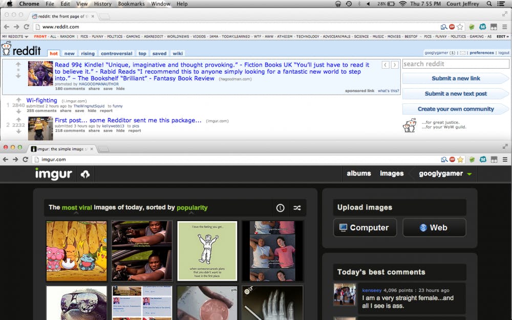 These two sites, Reddit and Imgur, have sprung into Internet fame in the last year. But why is that and will it last? Screenshot by Courtland Jeffrey