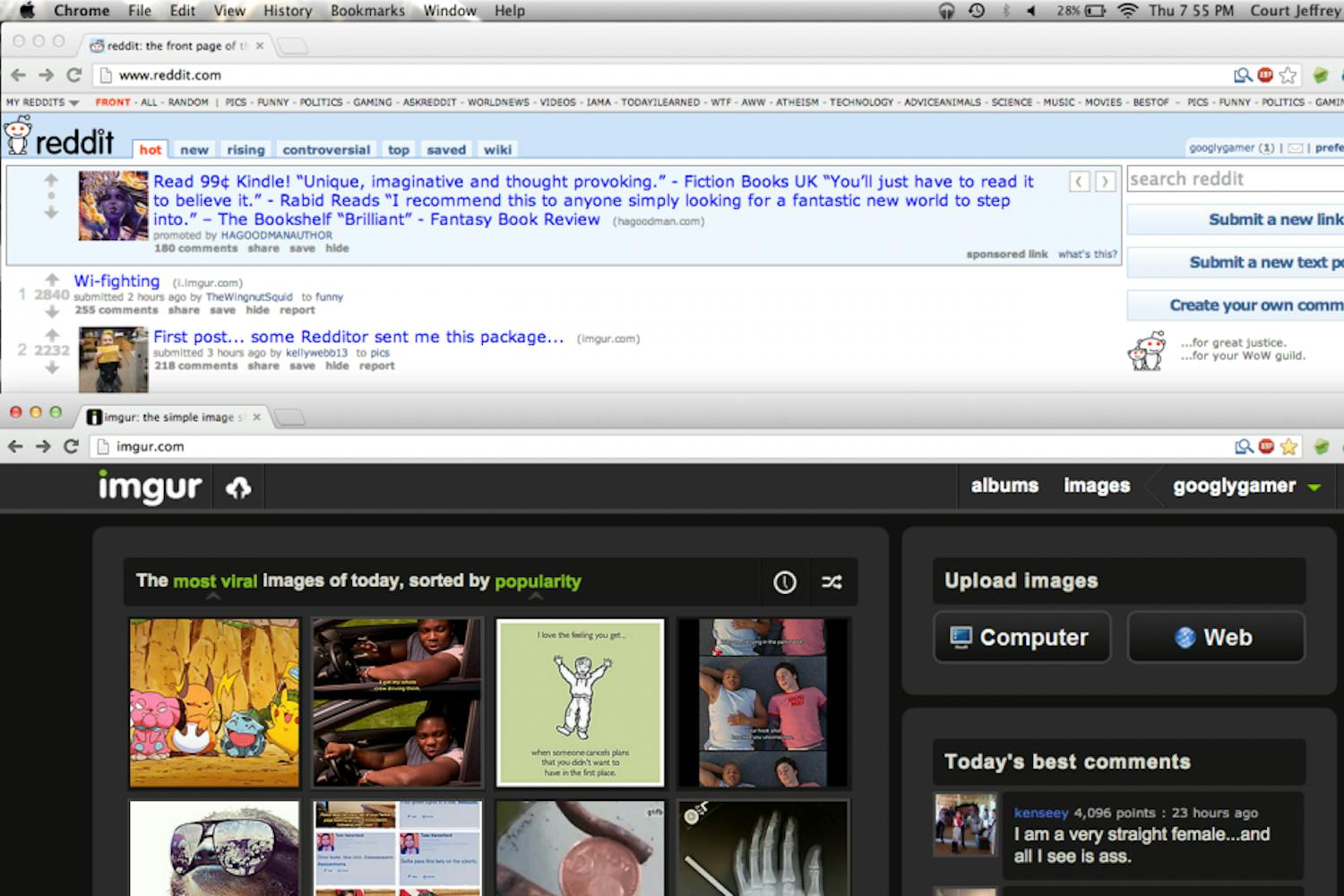 These two sites, Reddit and Imgur, have sprung into Internet fame in the last year. But why is that and will it last? Screenshot by Courtland Jeffrey