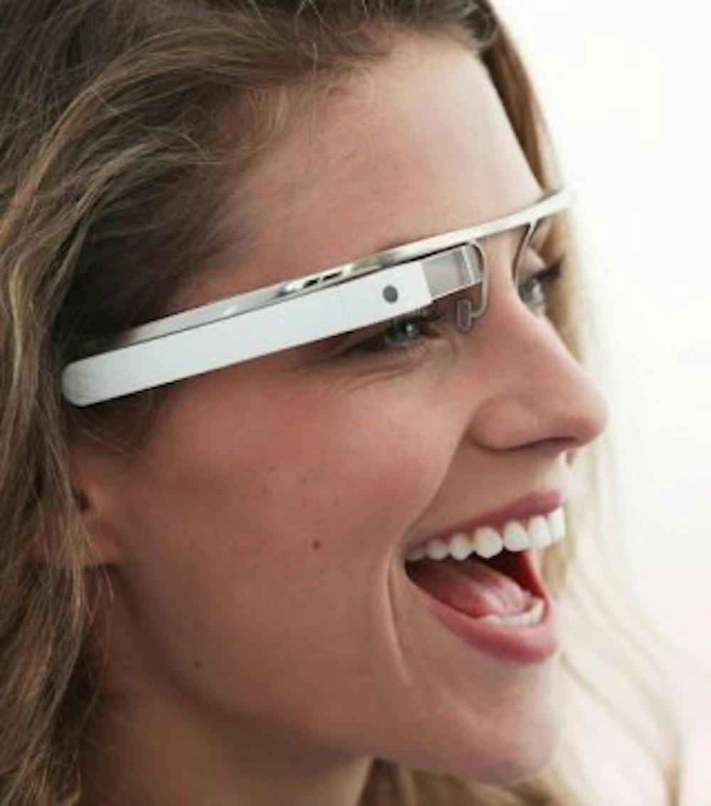 Google's new glasses. Photo from the Google glasses video.