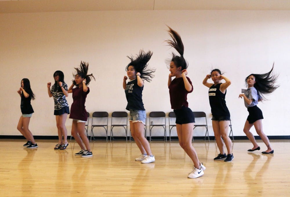 The ASU K-Pop club practices a dance routine at the Sun Devil Fitness Compex on Friday, Oct. 21, 2016. 
