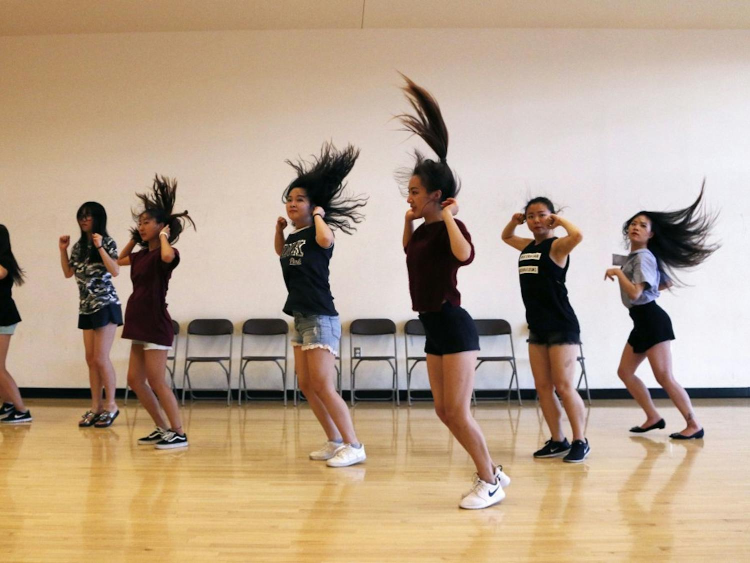 The ASU K-Pop club practices a dance routine at the Sun Devil Fitness Compex on Friday, Oct. 21, 2016. 