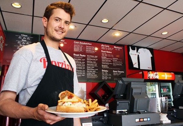 Managing Partner Charles Dooly of Barzinis Italian Restaurant on Apache Blvd. in Tempes says they have seen a steady increase in business since the grand opening just under 2 months ago. The restaurant offers a wide range of food items from pizza and pasta to salads and cold sandwhichs, which can be paired with a choice of wine, beer or fountain drink.
