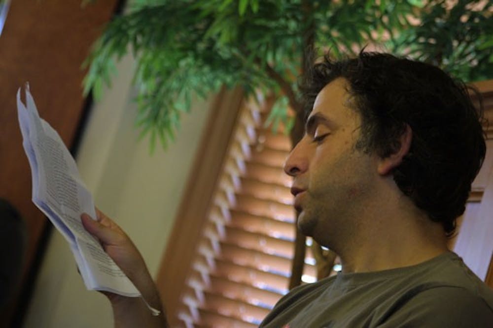 NOT LOST IN TRANSLATION: Award-winning author and filmmaker Etgar Keret discusses the process of translating his Hebrew texts into English and the challenges of writing in Israel today. The reading was held at the Virginia G. Piper House on Wednesday evening and was sponsored by the Center for Jewish Studies. (Photo By Serwaa Adu-Tutu)