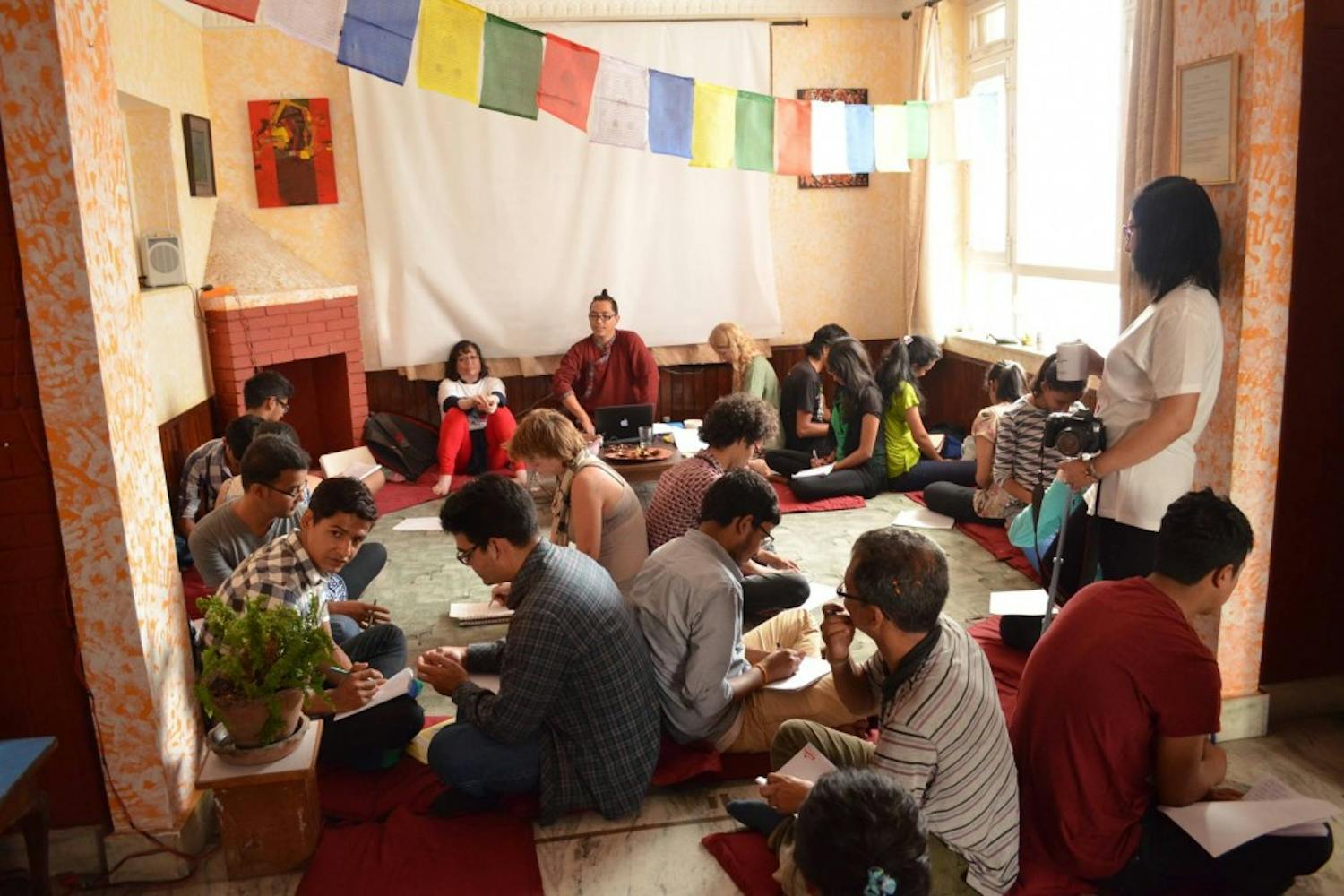 A workshop in Nepal, part of the Healing Through Poetry project.