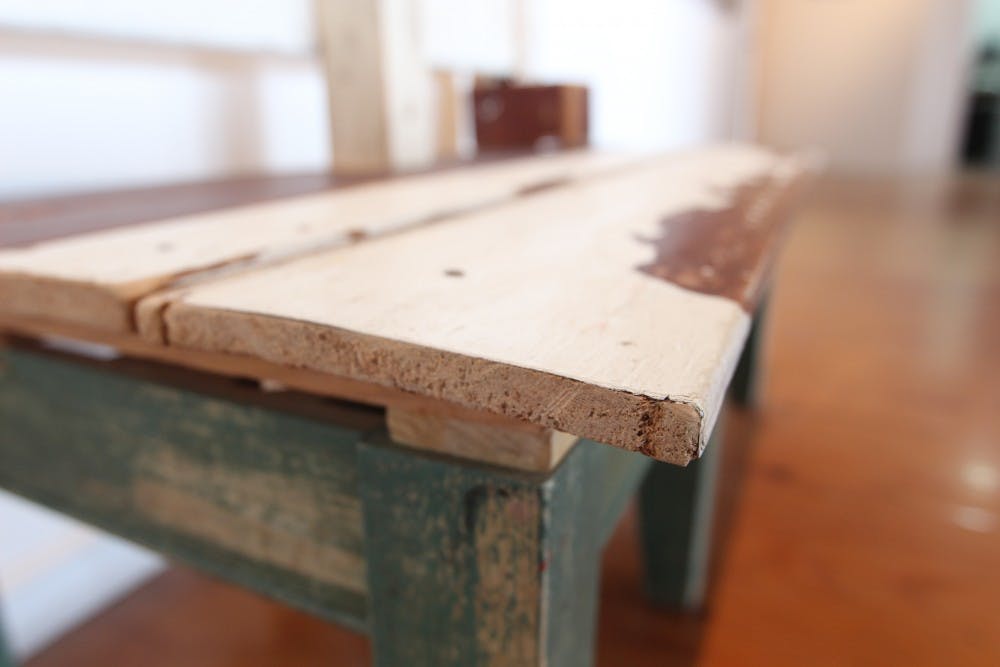 A piece of art for local artist Randal Wilson’s show, “Relax, its Just Life.” Randal Wilson’s show at Modified Arts not only showcases paintings but pieces of furniture, as seen here.  (Photo by Dominic Valente)