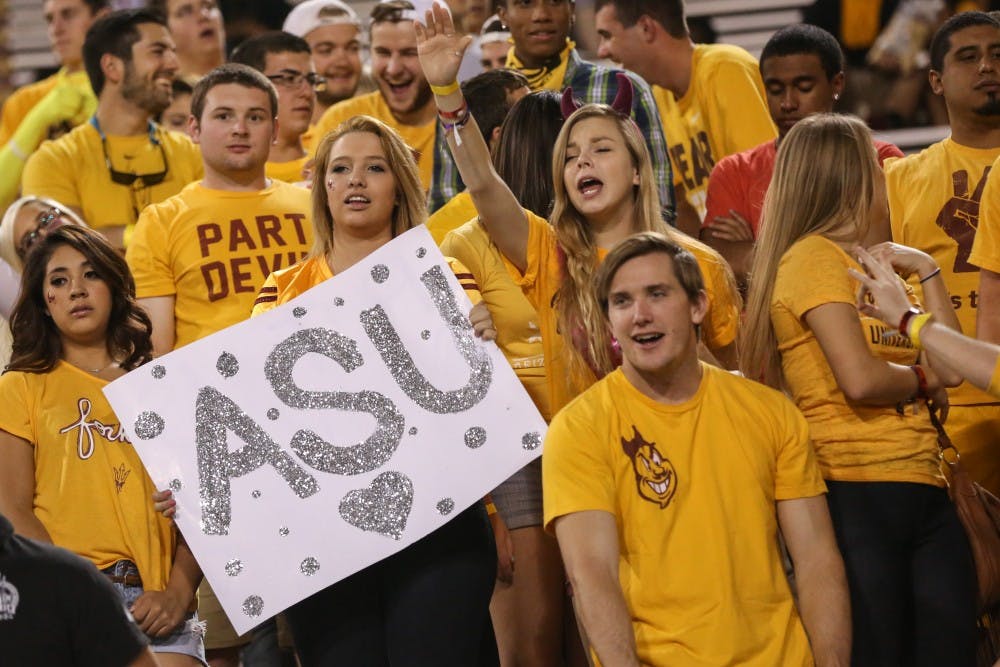 ASU fans root on the Sun Devils at a home game  in Tempe, Arizona on&nbsp;Oct. 12, 2013. ASU won the game 54-13.&nbsp;