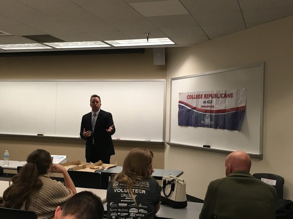 ASU College Republican Club hosts Maricopa County School Superintendent Steve Watson at a meeting on March 2, 2017.&nbsp;