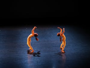 ASU student dancers Courtney Nichols and Emma Niemuth participate in the Spring Undergraduate Project Presentations at the Margaret Gisolo Theatre in Tempe on Friday,&nbsp;March 31.
