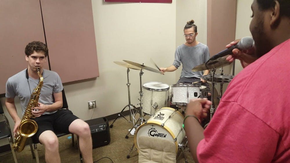 ASU student band Nick Perkins pictured during a practice session, with upcoming performances at The Trunk Space and Crescent Ballroom in March, 2017.