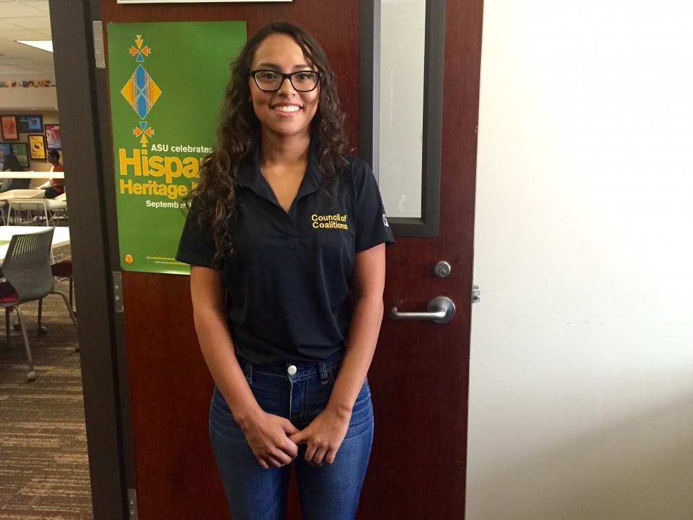 Angelica Rodriguez, ASU junior in business management,&nbsp;poses outside of the El Concilio office in the Memorial Union at the ASU Tempe campus on Thursday, Sept. 8, 2016.