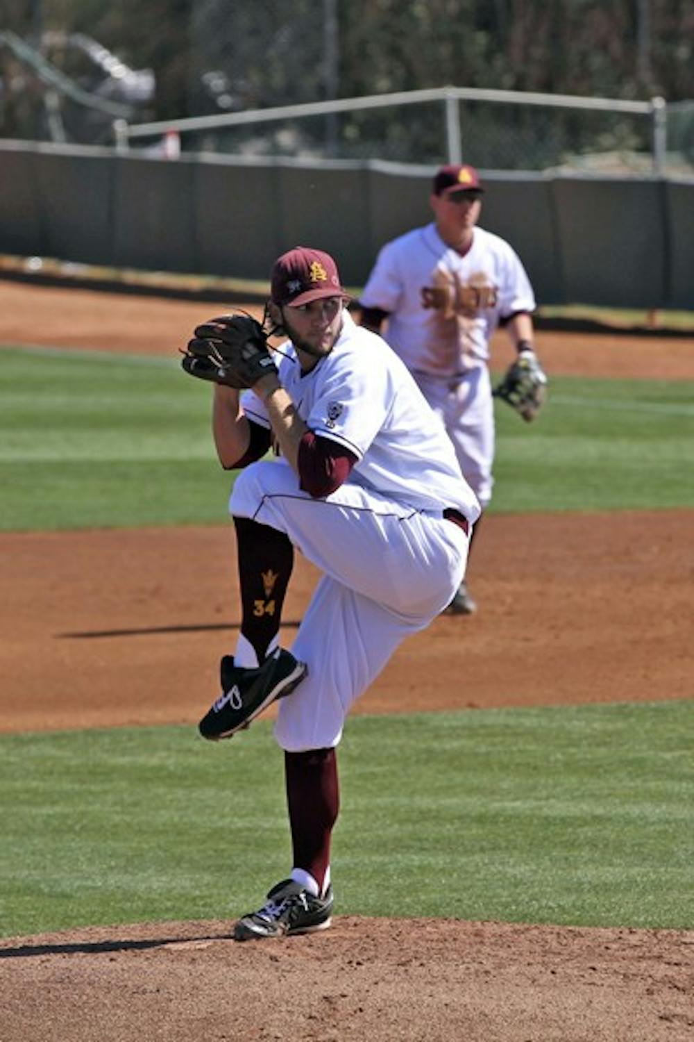Trevor Williams throws a pitch in a game against UC Riverside on Feb. 26. Williams has the third lowest ERA in the Pac-12 at 1.11.  (Photo by Sam Rosenbaum)