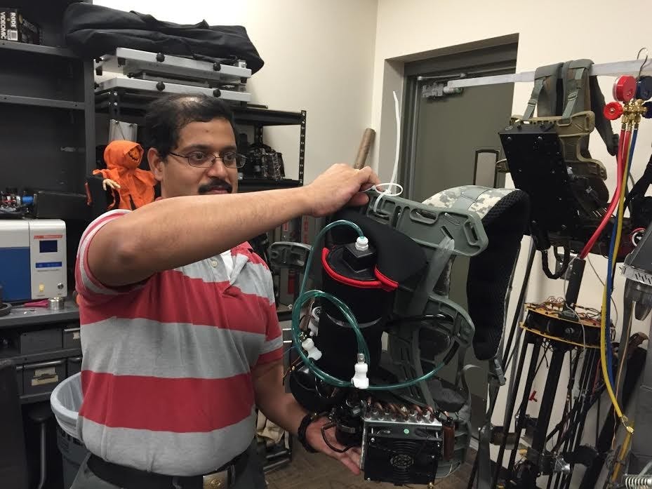 Sangram Redkar works in lab at the Polytechnic Campus. 