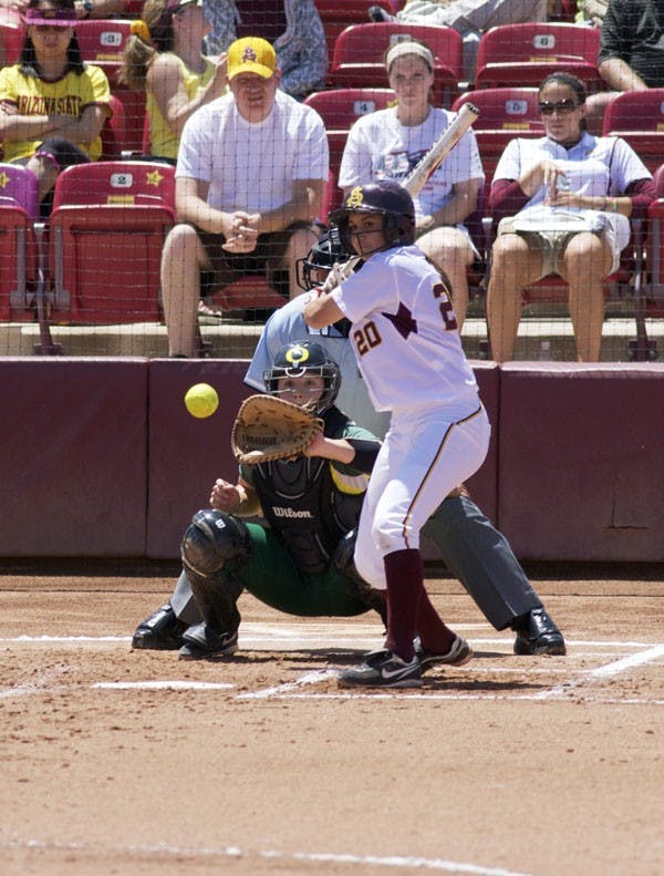 ROAD WARRIORS: Freshman second baseman Sam Parlich eyes a pitch during the Sun Devil's 3-0 victory over Oregon earlier this month. ASU won two of three at No. 14 Stanford this past weekend. (Photo by Scott Stuk) 