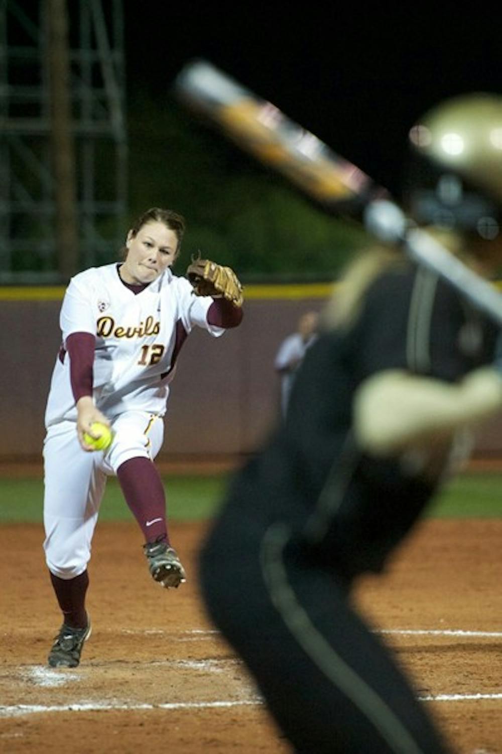 Dallas Escobedo pitches against Western Michigan on Feb. 10, 2011. Escobedo looks to meet lofty expectations in her sophomore season. (Photo by Michael Arellano)