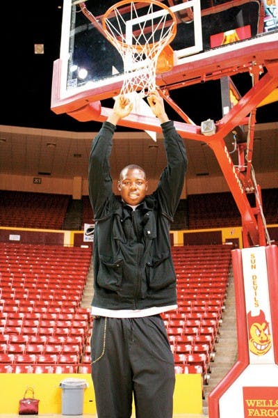 Senior center Eric Boateng was a soccer player in England when he was spotted by a basketball coach that noticed he was 6-foot-3 at the age of 14. (Photo by Kyle Thompson)