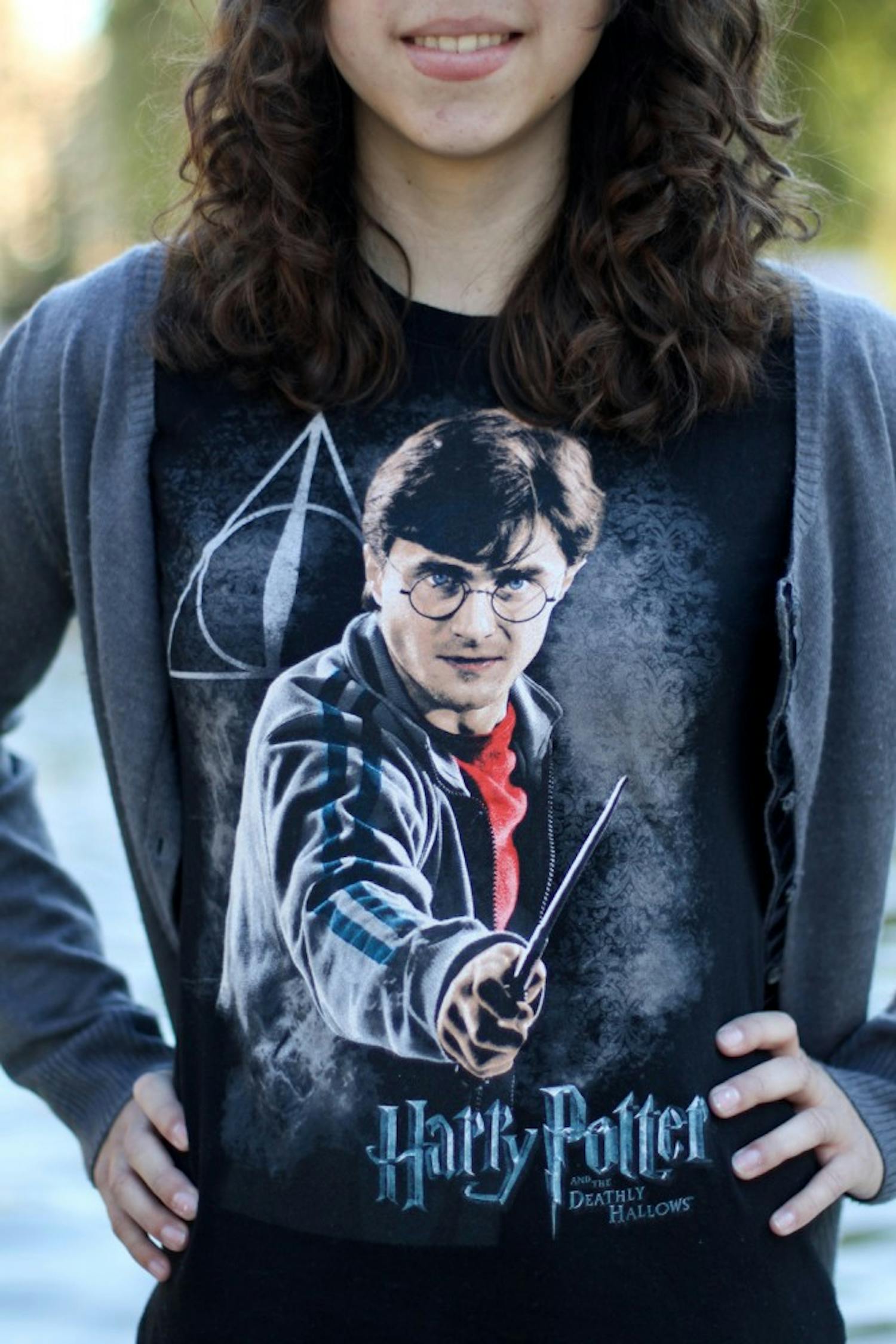 Holly Solis, president and co-founder of Dumbledore’s Army shows off her Harry Potter shirt.  Photo by Peter Lazaravich.