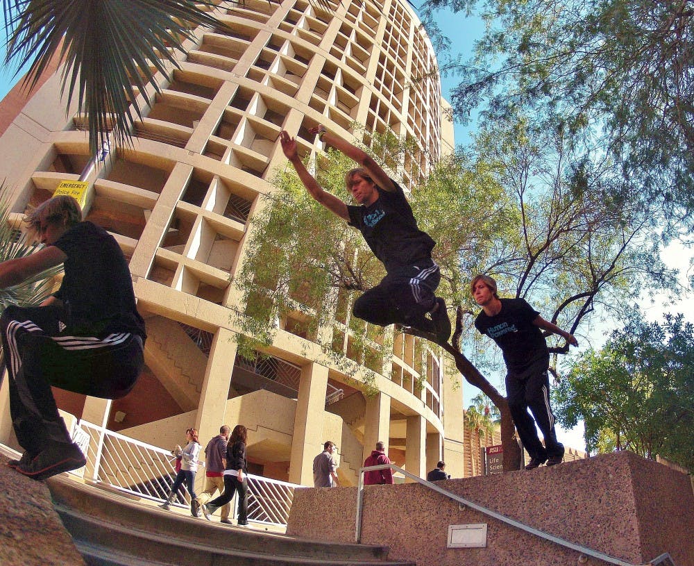 An illustration of Ian Turk doing Parkour. Photo by Ian Turk.