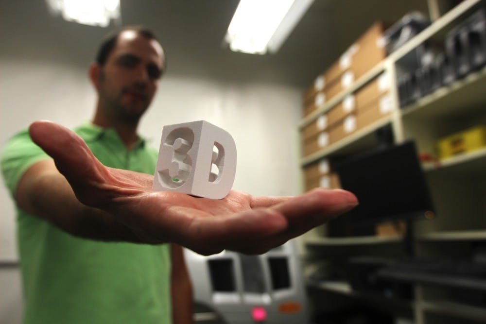 The Digital Lab, found in the basement of the design building on ASU’s Tempe campus, houses a multitude of 3D printers. Students can utilize these facilities any time they need to, and the room is also equipped with laser printers. (Photo by Dominic Valente)