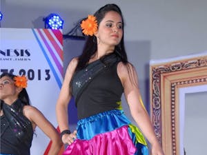 Vinuta Chopra is pictured performing Bollywood style dance. 