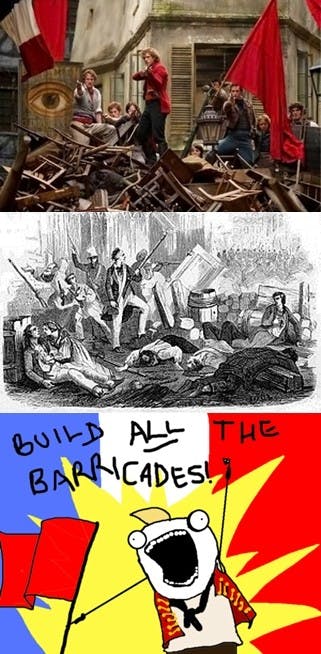 The Sons of the Barricade in the 2012 movie, in historical context, and in the minds of the fans. Photos courtesy Google Images, Wikipedia and Tumblr
