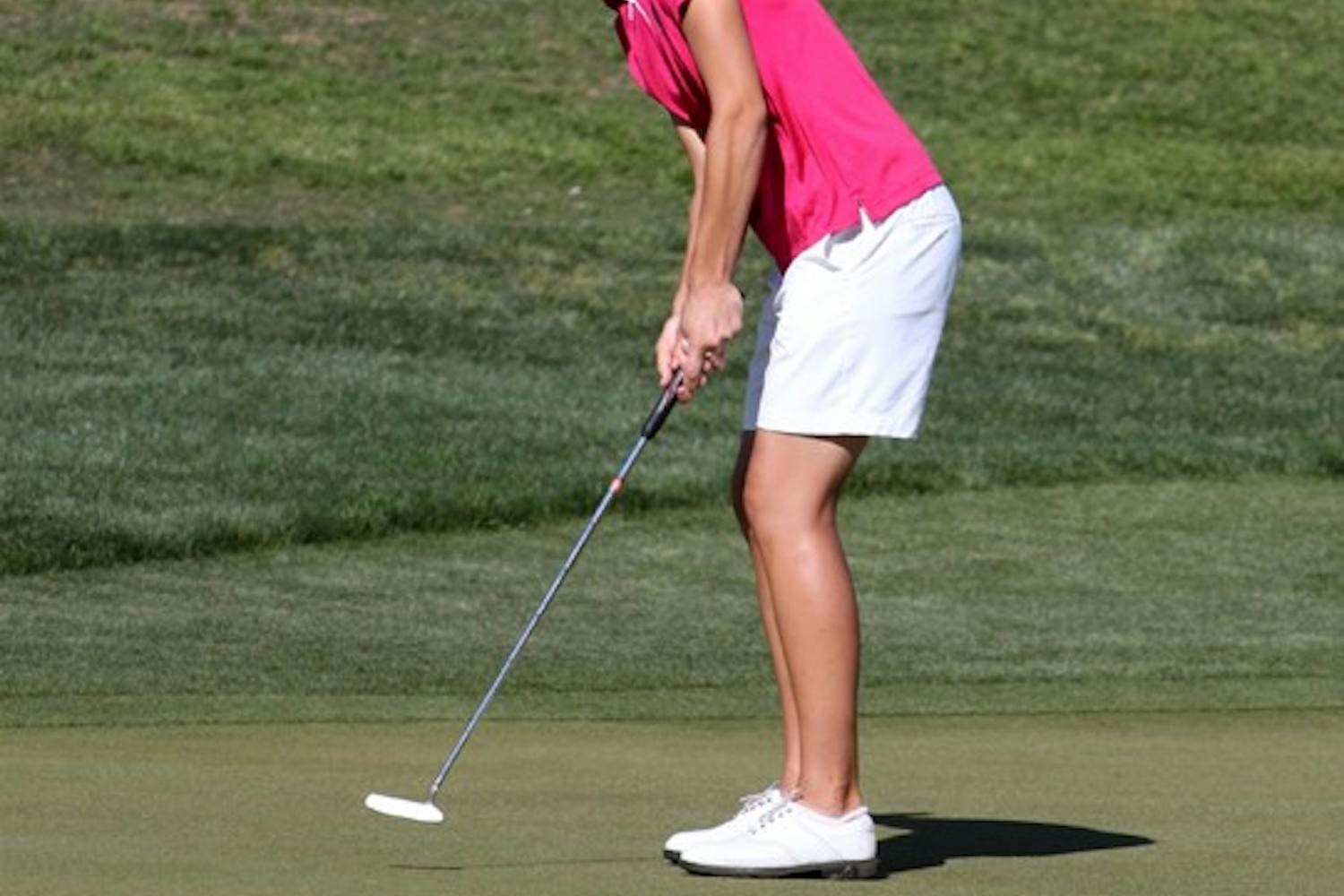 TURNING PRO: Ex-ASU golfer Carlota Ciganda sinks a putt during the PING/ASU Invitational earlier in the year. Ciganda is still adjusting to life away from the team after leaving a year early to start her professional career. (Photo by Beth Easterbrook)