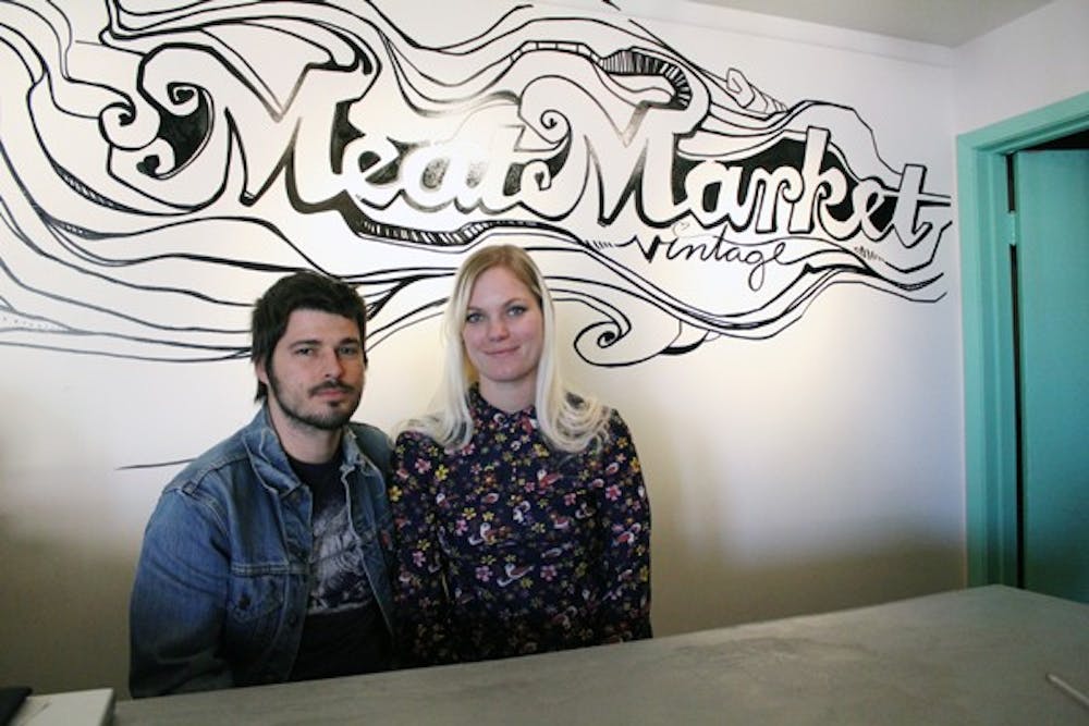 Meat Market Vintage, a new clothing shop in Tempe, is owned by ASU Alumni Ben Funke, left, and Cory Martinez, right. (Photo by Jenn Allen)