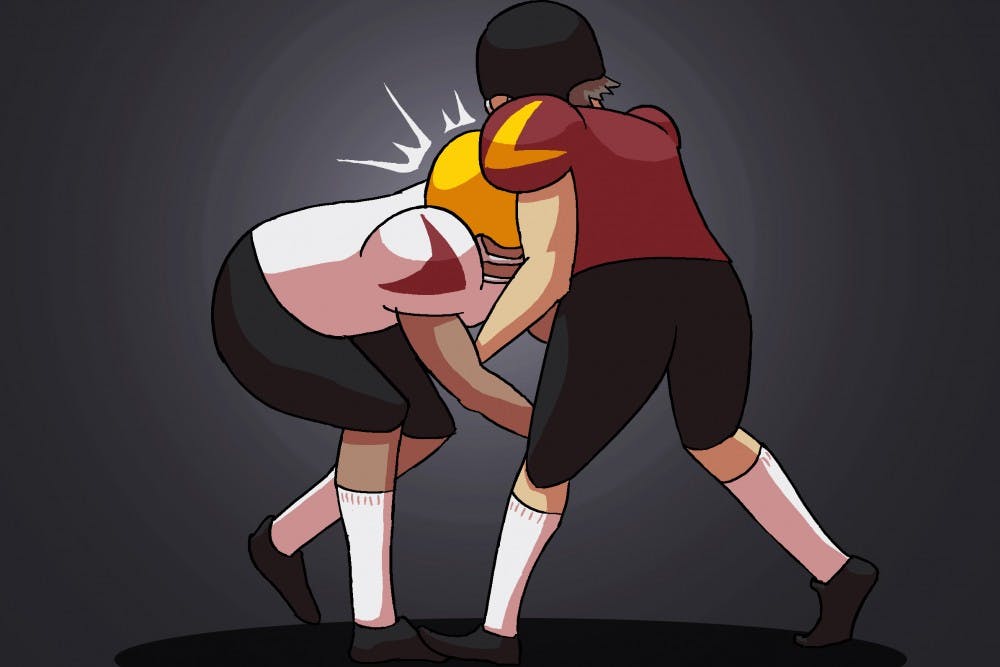 Football Tackle Illustration drawn on Sunday, Aug. 3, 2016.