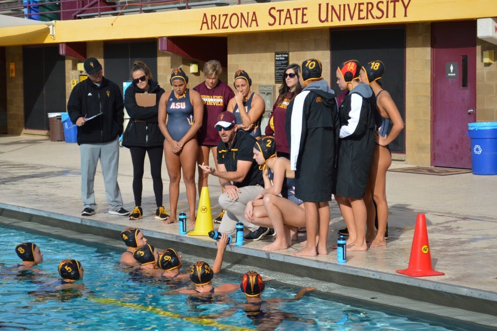 ASU water polo team plays Indiana in Tempe,AZ,Jan. 23rd, 2016