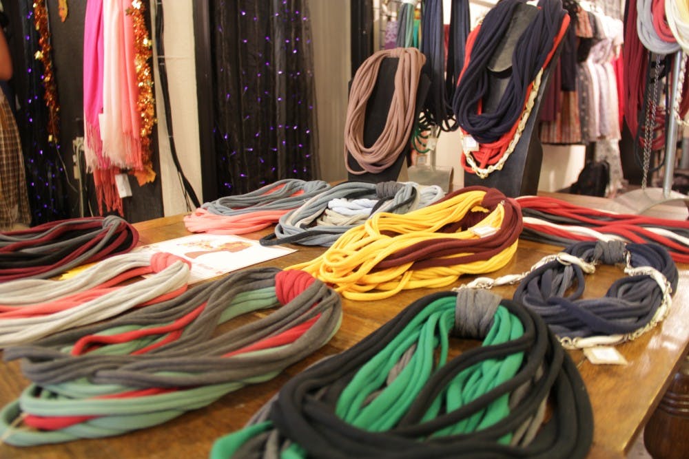 During the month of October for every scarf Here on the Corner, a local clothing store off of College Avenue and University Drive, sells it will donate a scarf to Singleton Moms, a non-profit organization in Phoenix for single moms with cancer. (Photo by Shawn Raymundo)