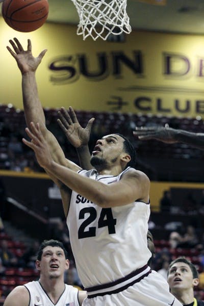 Trent Lockett looks to score in a game against Oregon on Jan. 12. Lockett expects to return from an ankle injury when the Sun Devils host the Utah Utes. (Photo by Sam Rosenbaum)