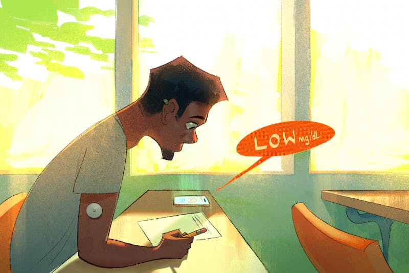 "One of their past events focused on learning about diabetes technology, such as insulin pumps and glucose monitors." Illustrated by: