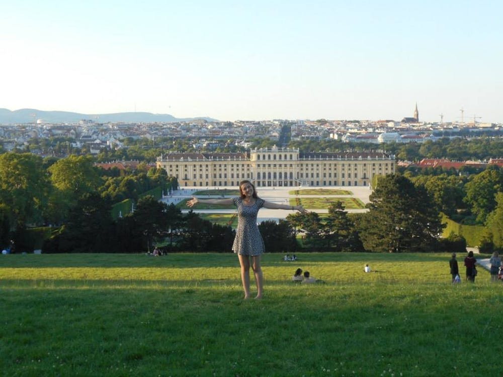 Ashley Hyland stands in front of Schonbrunn Palace in Vienna, Austria (Photo Courtesy of Ashley Hyland)