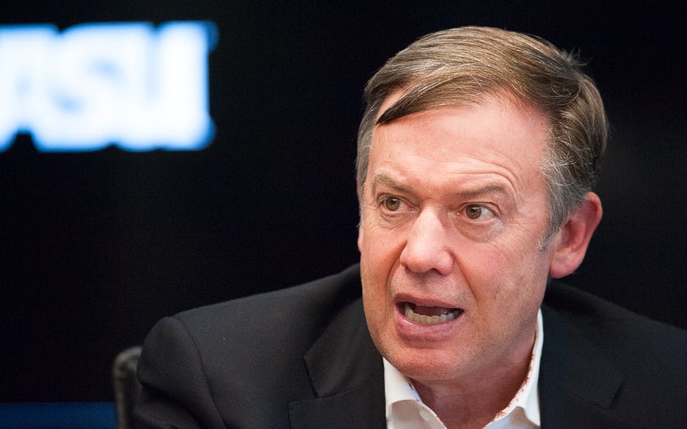 President Michael Crow meets with The State Press editorial board on Friday, Oct. 2, 2015, at the Fulton Center in Tempe.