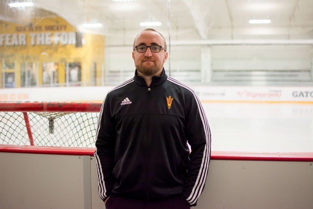Greg Powers, head coach of ASU’s NCAA Division I Hockey program, poses for a portrait Wednesday, Feb. 22, 2017 in Oceanside Ice Arena.
