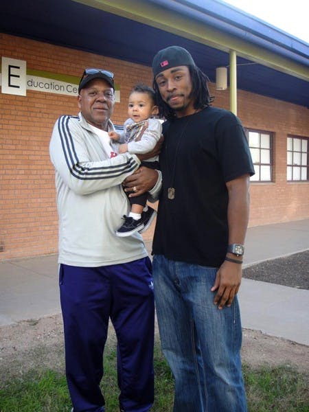 Tyrice Thompson (right) with his son Takai and his father Richard. Tyrice, a former ASU football player, died on Feb. 2 after being attacked while working as a bouncer at Martini Ranch in Scottsdale. (Photo Courtesy of Kathy Starr)