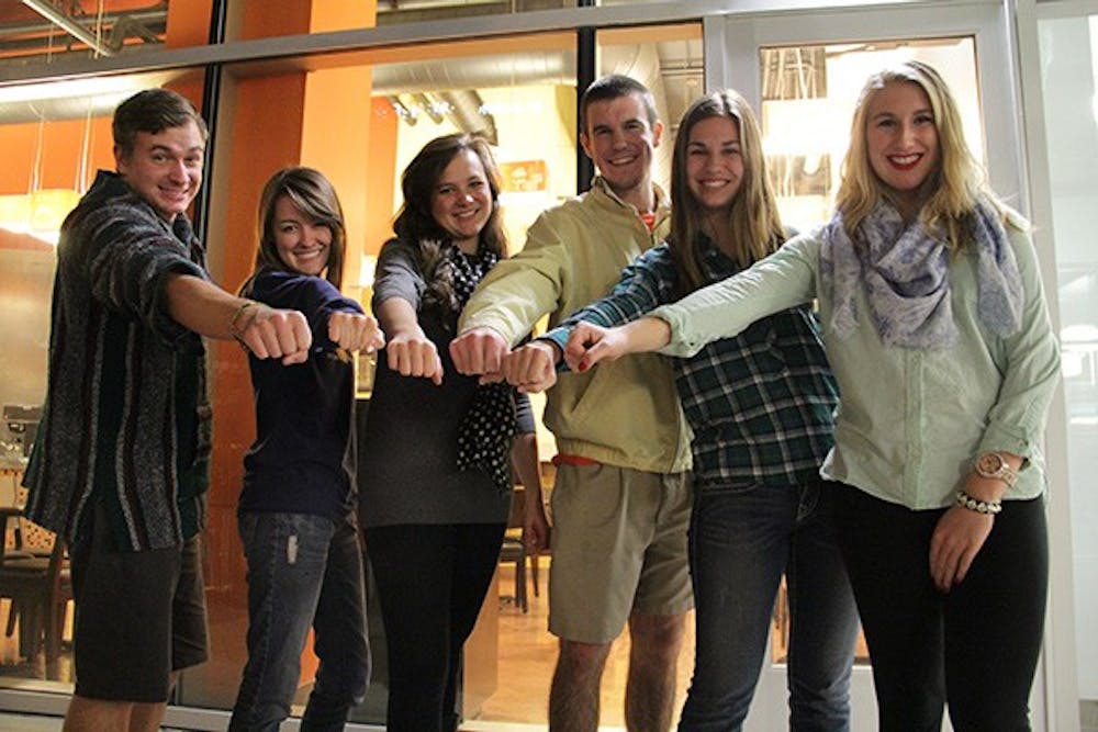 Standing up against bullying, English freshman Colton Loving, journalism freshman Sarah Jarvis, nursing freshman Michaela Denniston, elementary education freshman J.J. Williamson, kinesiology freshman Jenny Butzbach, and journalism freshman Claire Roney make up the Downtown campus club You = Special. The new club will work with bullied teens to develop their confidence and self-esteem. (Photo by Shawn Raymundo)