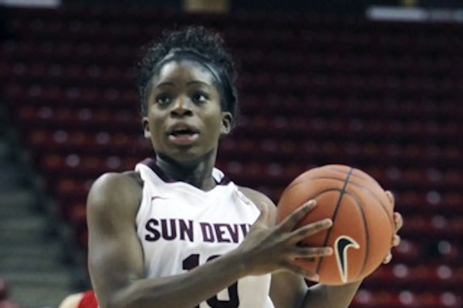 Promise Amukamara leads the fast break against Utah on Jan. 21. ASU looks to extend its three-game winning streak as it travels to Washington State. (Photo by Sam Rosenbaum)