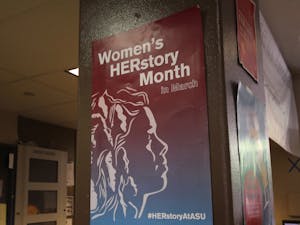 A Women's HERstory Month is displayed on Wednesday, March 17, 2016, on the Tempe campus.