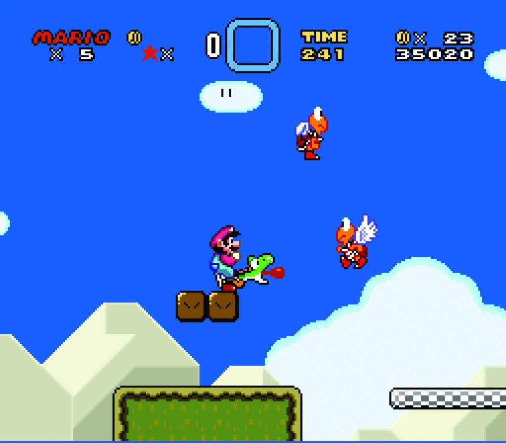 Super Mario World, 1991, Hiroshi Yamauchi, executive producer; Shigeru Miyamoto, producer; Takashi Tezuka, lead director, Super Nintendo Entertainment System, Nintendo of America, Inc.