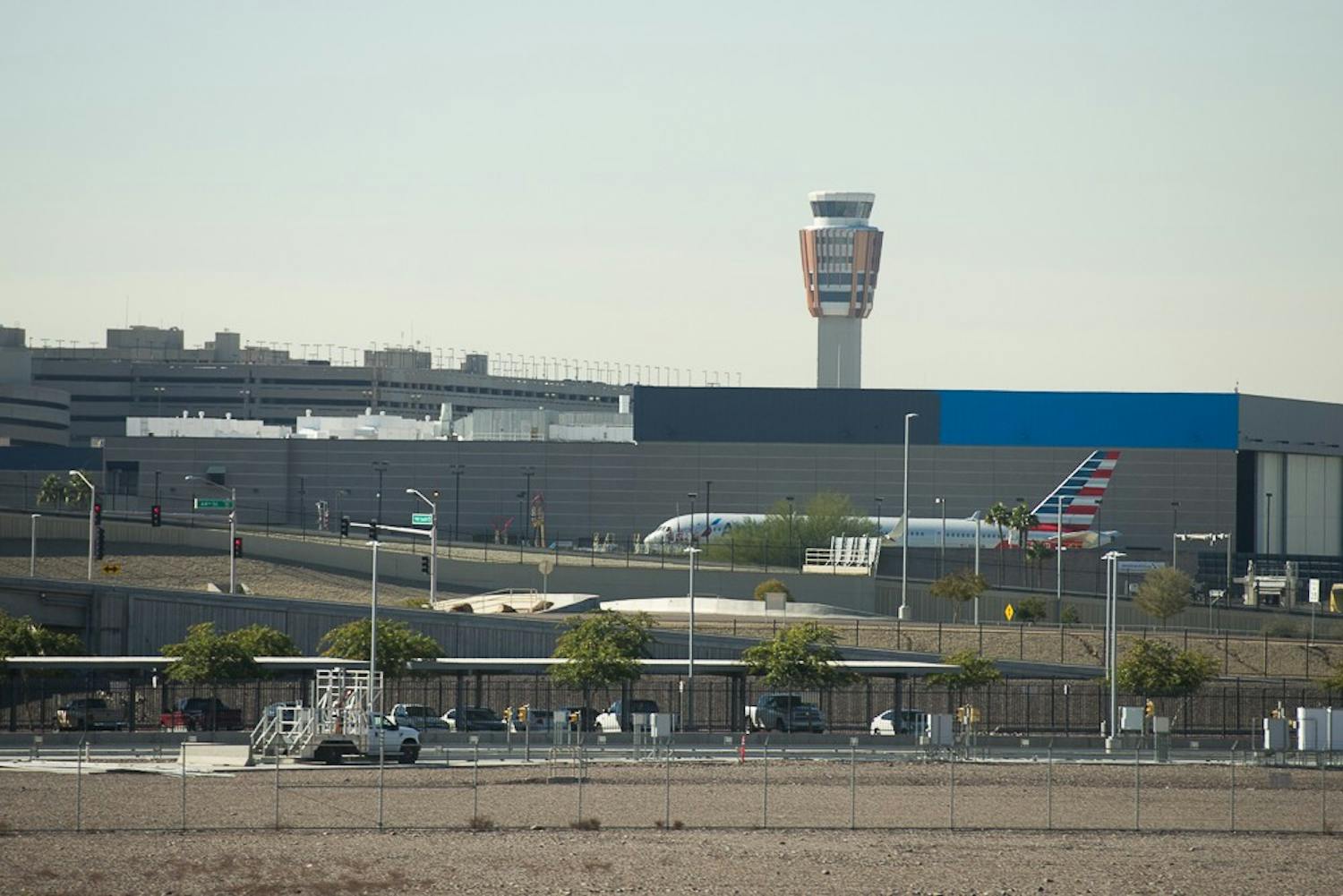 The air traffic control tower at Phoenix Sky Harbor International Airport  is pictured on Monday, Jan. 11, 2016.