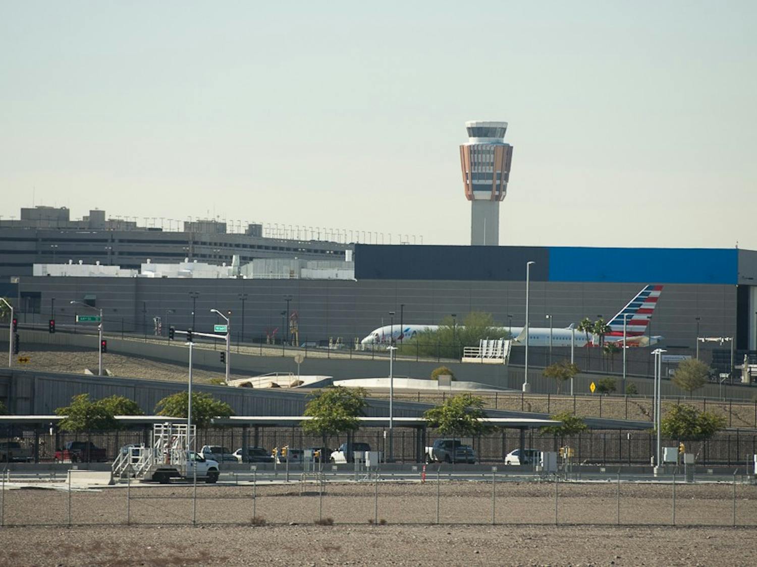 The air traffic control tower at Phoenix Sky Harbor International Airport is pictured on Monday, Jan. 11, 2016.