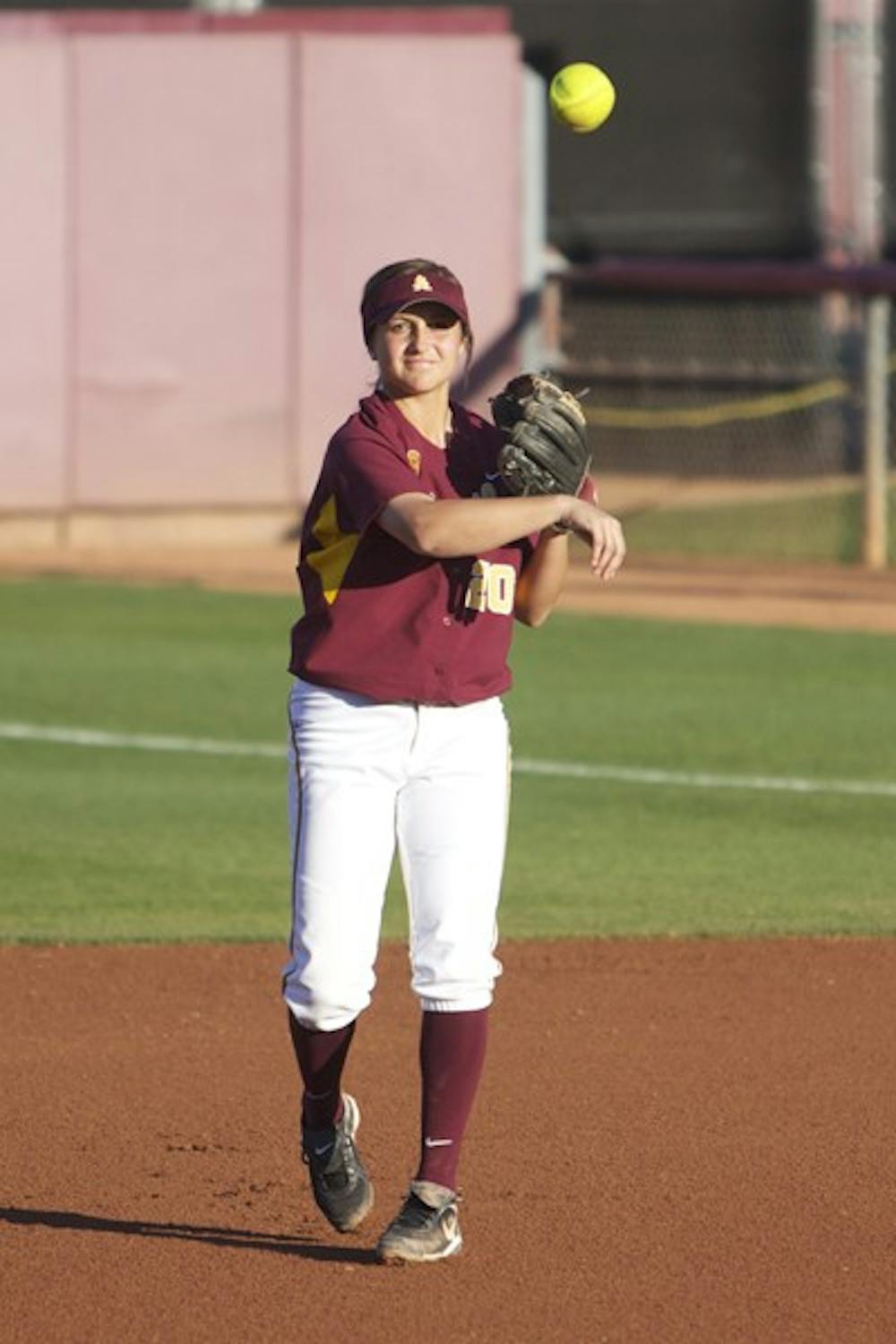 Conference opener: ASU sophomore Sam Parlich warms up in the infield before the game against Campbell on March 10. The No. 4 Sun Devils open Pac-10 play against Cal this weekend. (Photo by Scott Stuk)