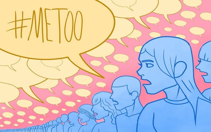 "People share their stories through the #MeToo movement." Illustration published on Wednesday, Jan. 24, 2018.