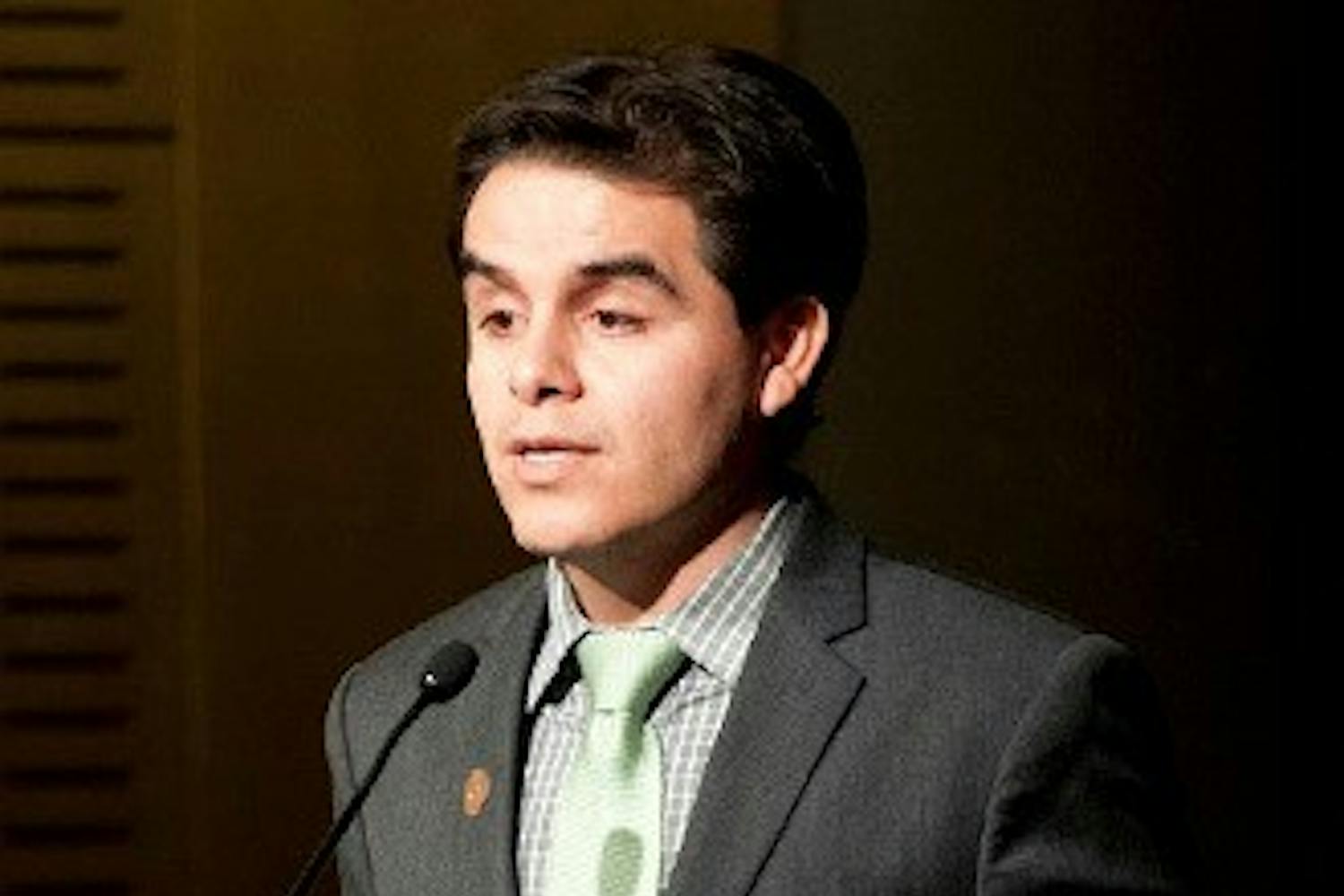 House Representative Juan Mendez (D) gives a speech on Friday, Jan. 31 for the Secular Student Alliance. Mendez is the only representative in the house who is openly atheist. He is also an ASU graduate. (Photo by Mario Mendez)