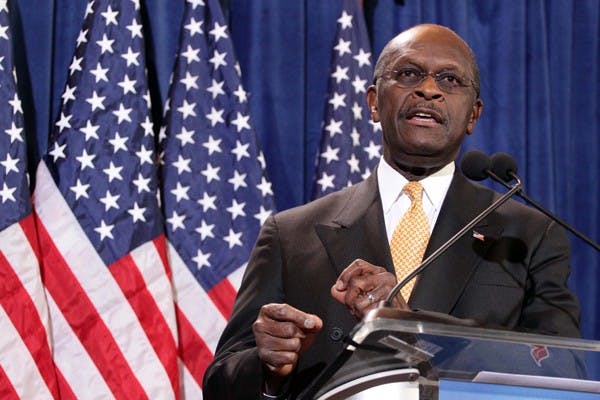 DENOUNCING ALLEGATIONS: Herman Cain addresses the press in Scottsdale Tuesday afternoon. Cain held the press conference to publicly respond to the sexual harassment allegations made by Sharon Bialek, saying that nothing ever happened between them. (Photo by Beth Easterbrook)