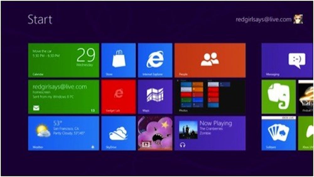 On the Start Screen for the new Windows 8, you can get a glimpse of recent e-mails, what's next on the agenda, the weather, and more. Photo from Christina Bonnington/Wired