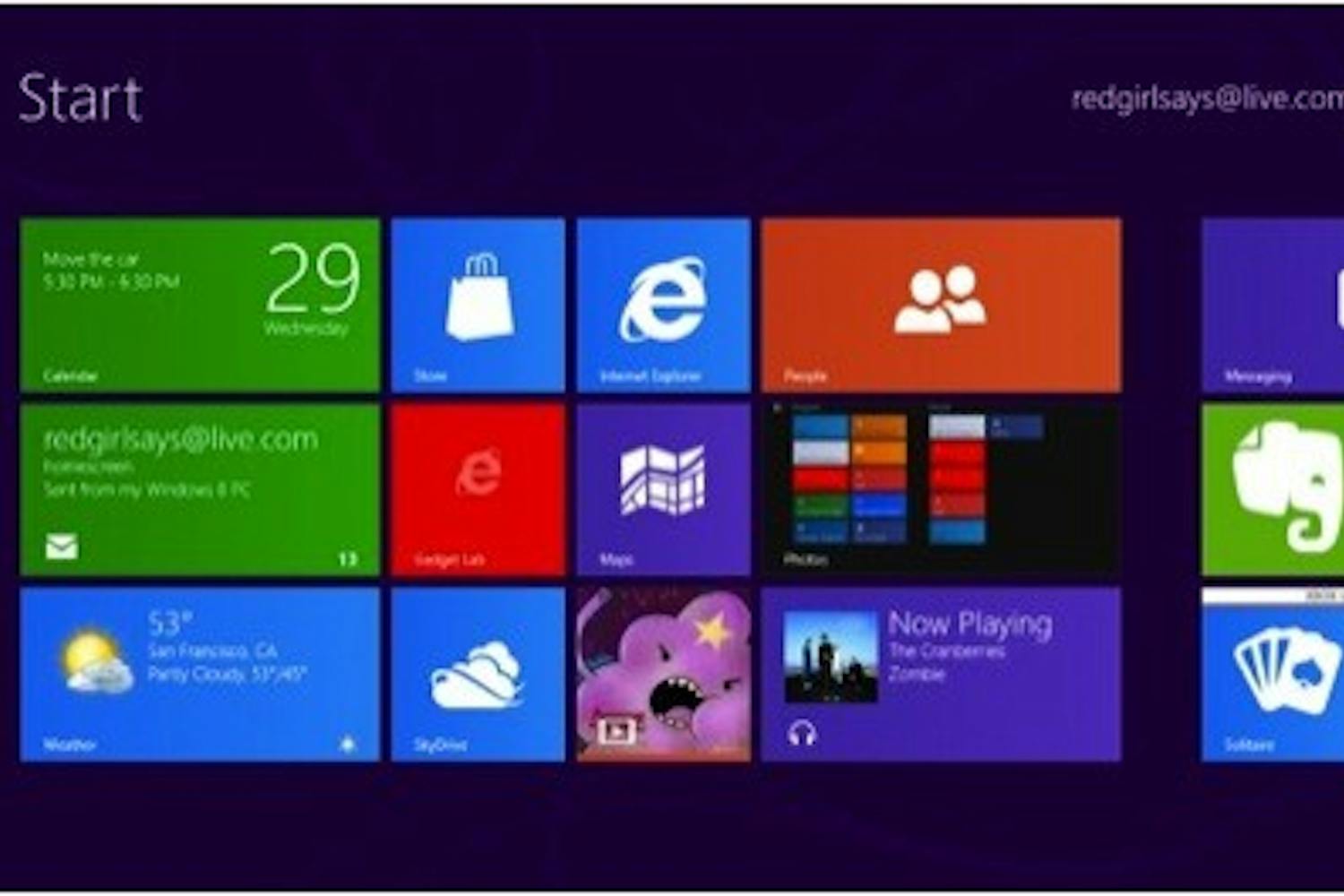 On the Start Screen for the new Windows 8, you can get a glimpse of recent e-mails, what's next on the agenda, the weather, and more. Photo from Christina Bonnington/Wired