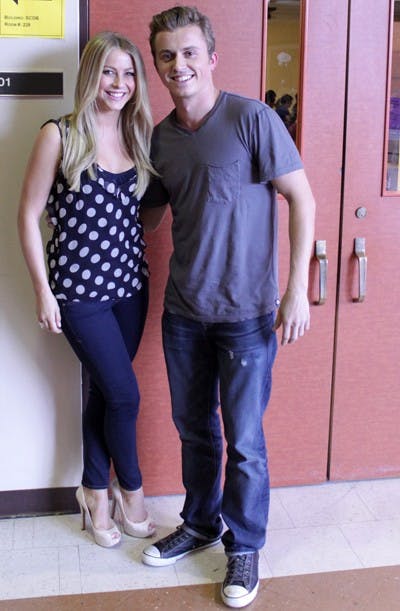 FOOTLOOSE AT ASU: Julianne Hough and Kenny Wormald stopped by the Tempe campus Tuesday afternoon to speak to students.  The duo is appearing in a remake of the 1984 classic "Footloose." (Photo by Elijah Grasser)