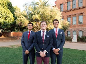Chenxi Zhao (Vice President of Services candidate), Brian Smith (Presidential candidate) and Grant Wallace (Vice President of Policy candidate) make up the Smith 2017 ticket.&nbsp;